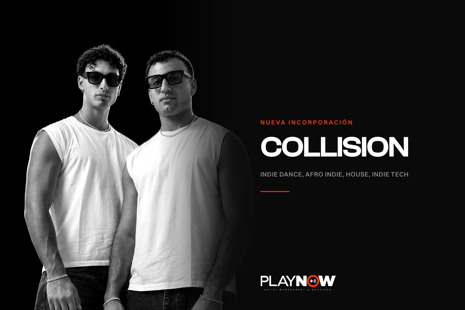 COLLISION, dúo de los gemelos Davide y Luca Lomaglio, retrato en blanco y negro para PLAYNOW